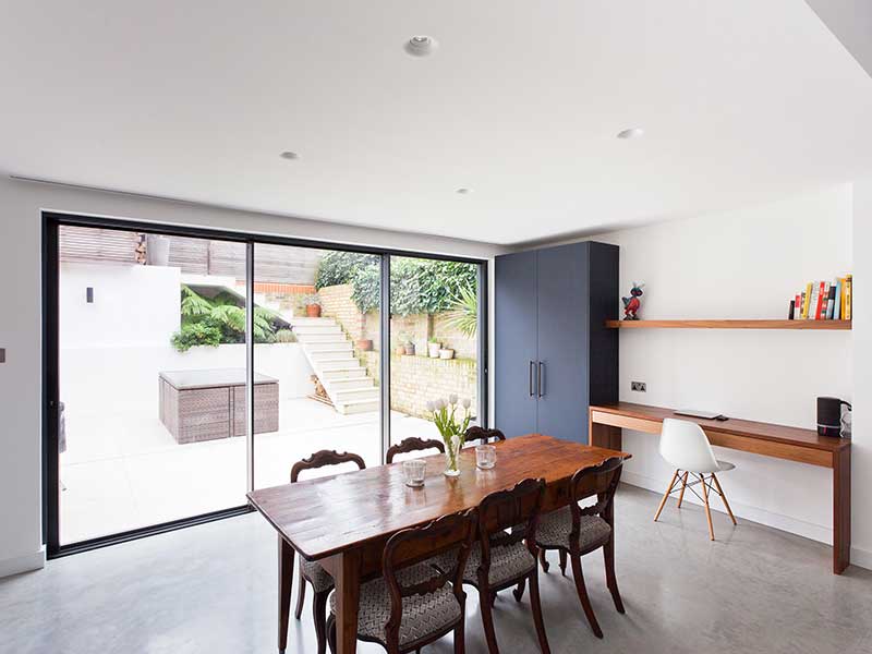 Dining area with patio doors London