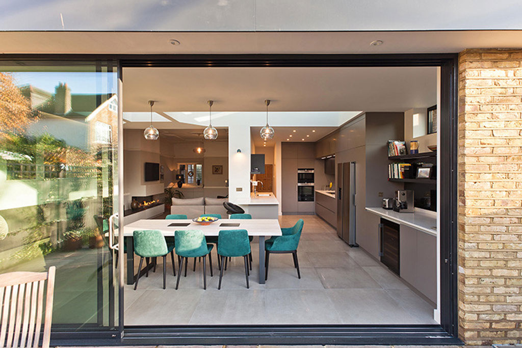 House extension with full glass doors