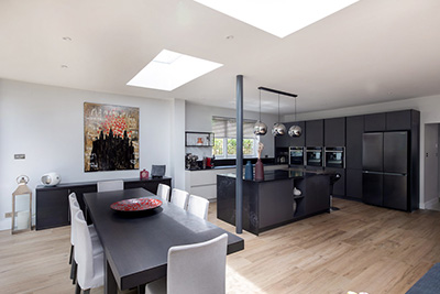 Spacious home extension interior with modern finishes